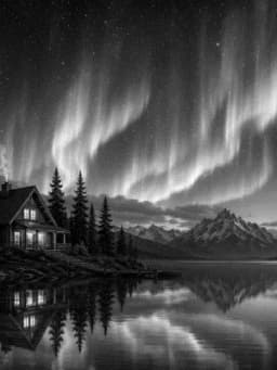 Grayscale Kindle preview of Aurora lake cabin