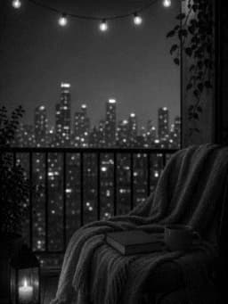 Grayscale Kindle preview of City balcony reading
