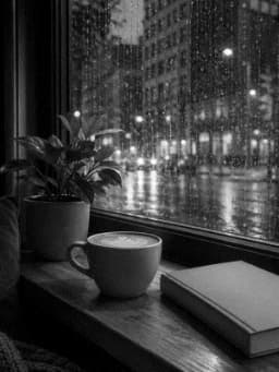 Grayscale Kindle preview of Coffee shop window