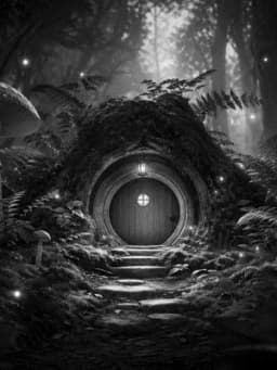 Grayscale Kindle preview of Mushroom forest door