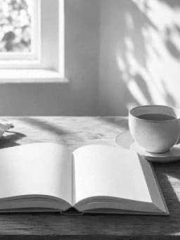 Grayscale Kindle preview of Sunlit tea kitchen