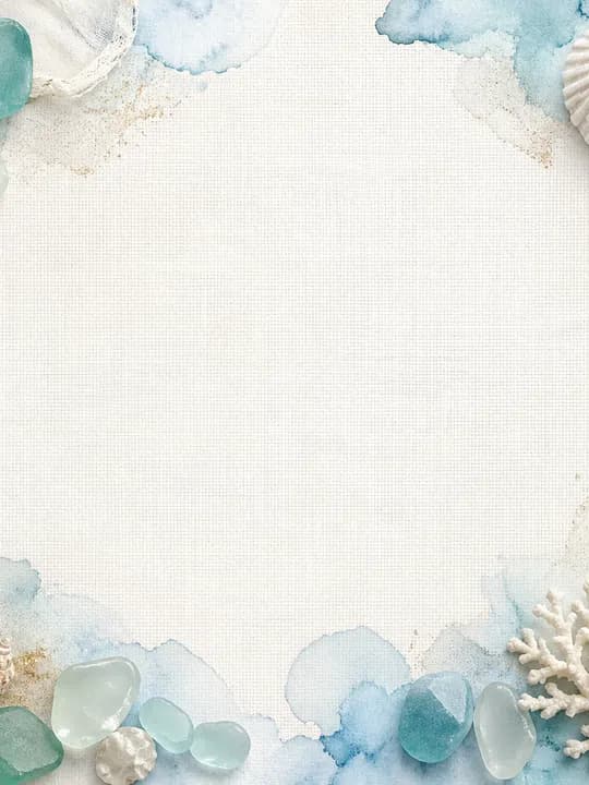 Coastal shell border Kindle screensaver idea in a decorative aesthetic, cropped for a portrait e-ink lock screen.