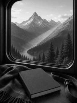 Grayscale Kindle preview of Alpine train window journal