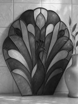 Grayscale Kindle preview of Peacock Stained Glass Fan Panel