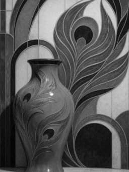 Grayscale Kindle preview of Vermilion tile peacock panel